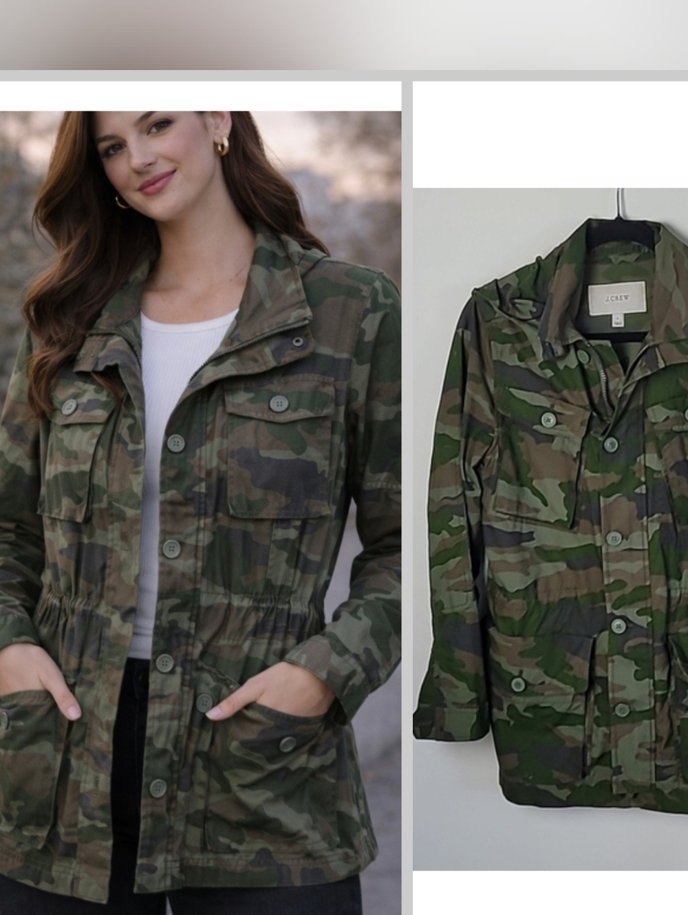 J.Crew Utility Camo Jacket Women’s Size Small Military Field Button Jacket